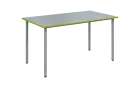 JSB 140N Jídelní stůl 1394 x 800 mm, deska šedá s hranou jarní zeleň / podnož stříbrná